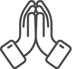 Simple illustration of two hands coming together in prayer.