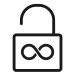 icon of a pad-lock with an infinity symbol on it